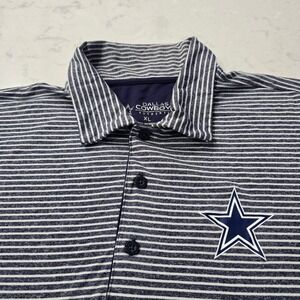 Dallas Cowboys Authentic Mens XL Polo Shirt Navy Blue White Striped Golf Jersey